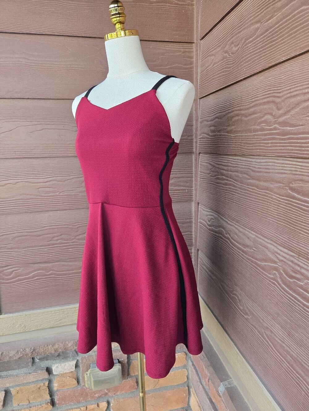 NWT Aqua Girl Bordeaux Combo Fit-and-Flare Dress with Black Trim Size XL